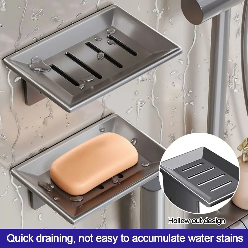 Fashion Metal Soap Dish Storage Holder No Drilling Wall Mounted Sponge Soap Storage Case Basket Bathroom Kitchen Organizer