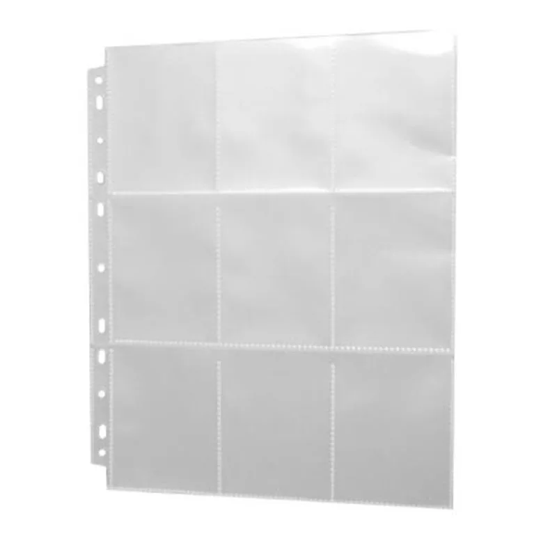 Fundas protectoras de 9 tarjetas, almacenamiento de páginas de álbum de tarjetas comerciales de juegos de bolsillo, hojas de carpeta para Pegatinas, sellos, Página de tarjetas