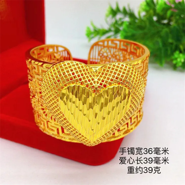Trendy Heart Flower Butterfly Bracelet! 24K Gold AU999 Women's Style, Triple Totem Contrast Craft, High-End Eye-Catching Unique