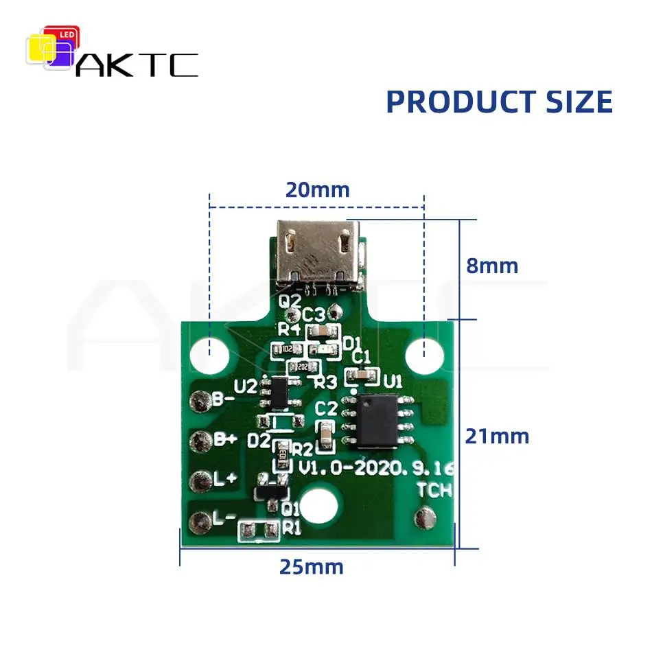 5V 2A LED Charging Touch Dimming Control Board Micro-USB 3.7V Battery Powered for Single Color Strip Lights Modules Panel Lamps
