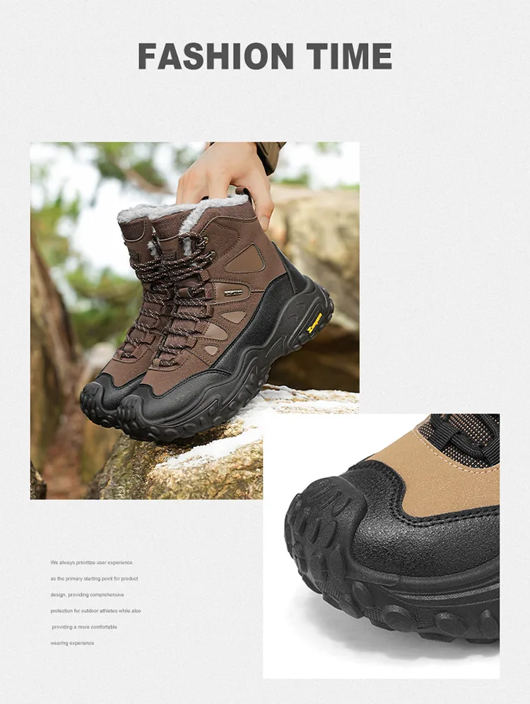 Herren-Outdoor-Hochschuhstiefel für Herbst und Winter, große Größen, mit Fleece gefüttert, warm, lässig, sportlich, Schneestiefel, geeignet für Herbst- und Winter-Outdoor-Wanderungen, Reisen und Pendeln – Detail 3