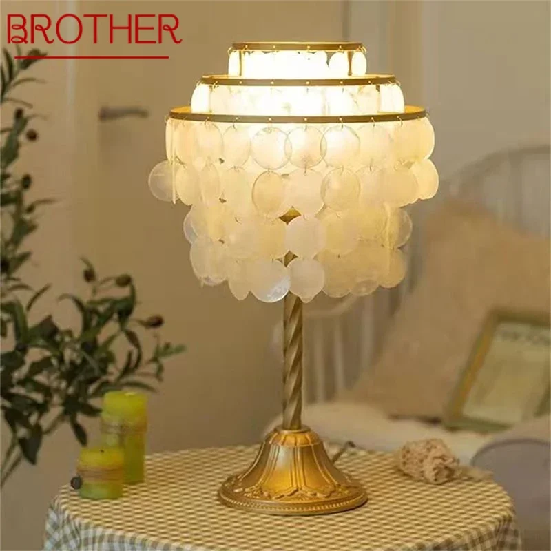 BROTHER Contemporary Shell Table Lamp Warm Creative Living Room Bedroom Villa Hotels Bedhead Desk Light