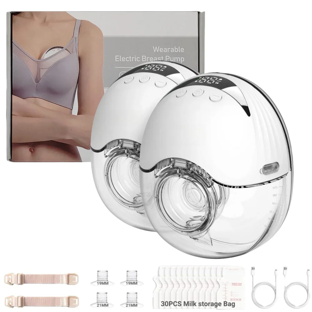 

Электрический носимый насос для грудного молока, громкая связь с сумкой для хранения молока, не содержащий BPA, интеллектуальный беспроводной молокоотсос для сбора молока