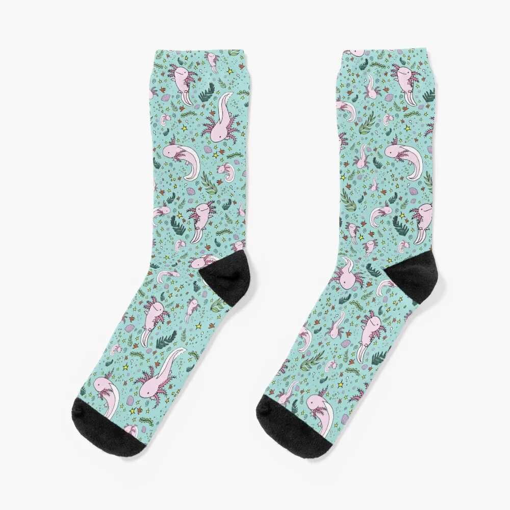 

Axolotls in Blue Socks halloween floor Women's Socks Men's