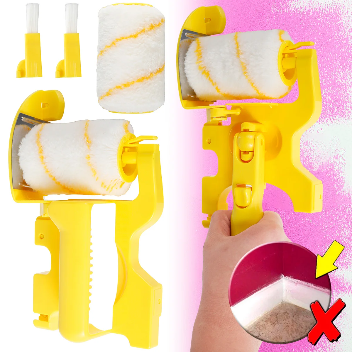 Paint Edger Roller Brush Hand-held Clean-Cut Paint Edger Roller Brush Portable Paint Brush Wall Painting Home Improvement Tools