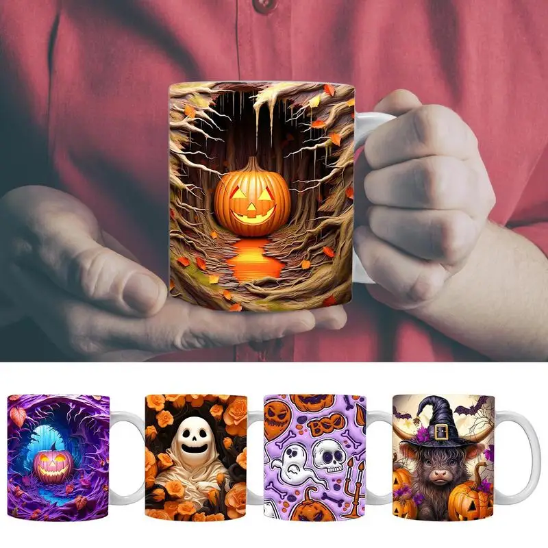 Halloween Ceramic Mug 350ml Milk Cup with Handle Juice Cup for Home School Table Centerpiece Aesthetic Room Decor