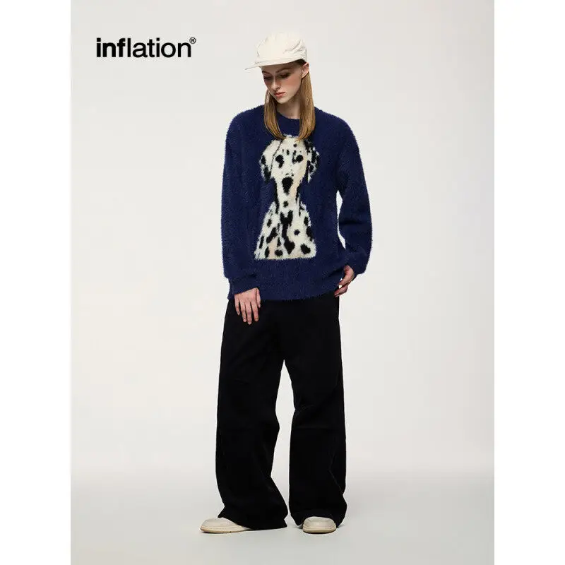 Dalmatian jacquard sweater Autumn/Winter 2024 new fashion brand loose round neck lazy knit top