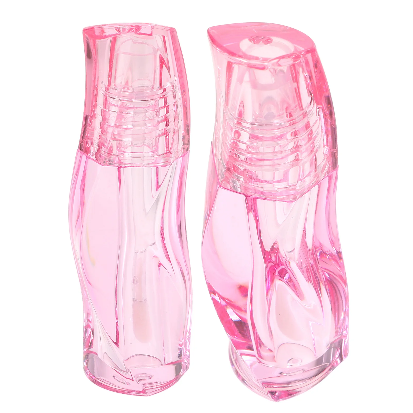 หลอดลิปกลอสแบบหนา 2 ชิ้น ดีไซน์เก๋ รูปทรงบิดเกลียว กึ่งโปร่งแสง แบบเติมได้ สำหรับทำลิปบาล์ม DIY หรือใส่ลิปสติก