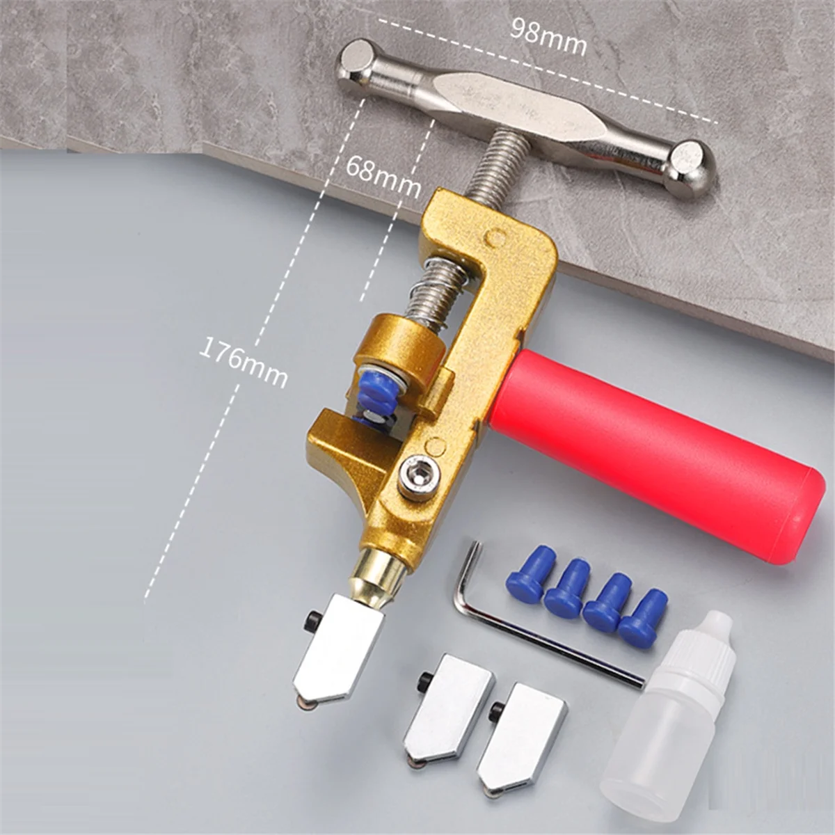 N18R 1set Tile Cutter 2 in 1 Glass Tile Cutter Manual Glazed Tiles Mirror Cutting Machine Opener Home Improvement Black