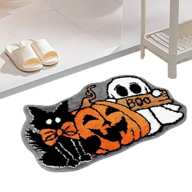 

1pcs Halloween Bathroom Mats Skull Pumpkin Kitchen Mats Absorbent Dirty Resistant Foot Mats Bathroom Entryway Door Mats