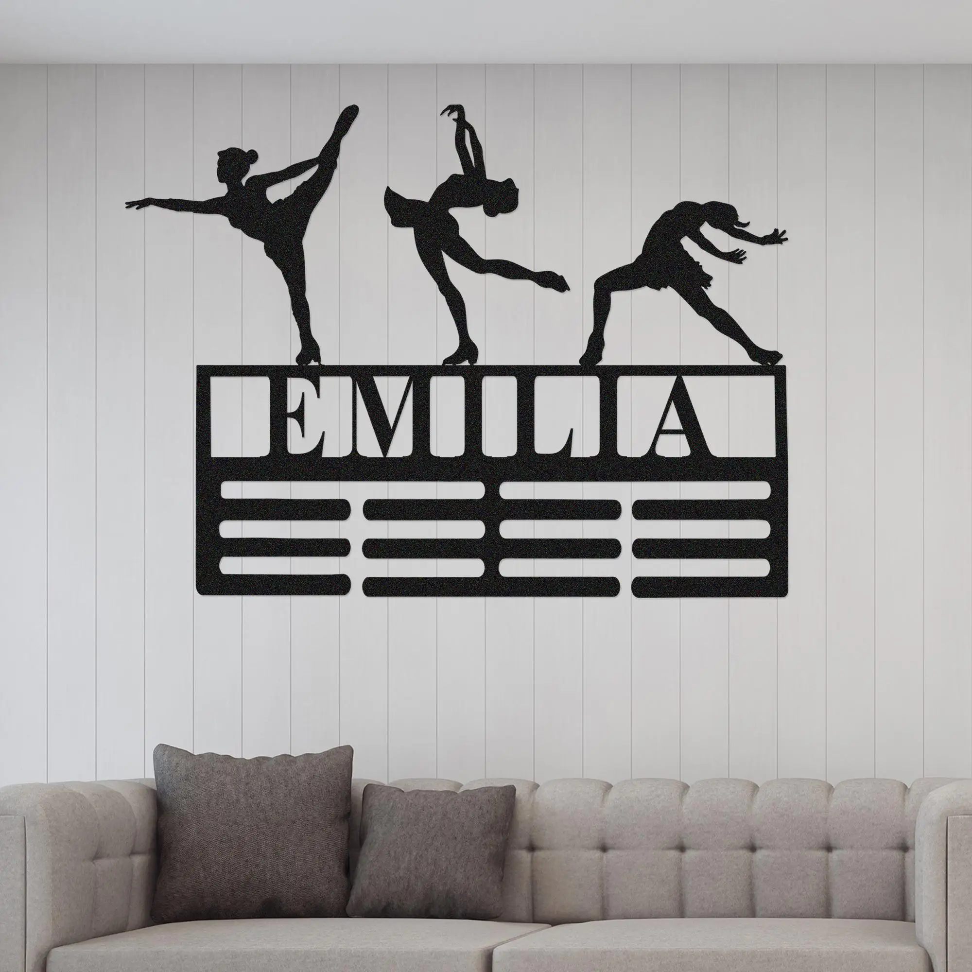 Custom Figure Skater Medal Hanger,Personalized Metal Sports Medal Holder Wall Decor,Decoration Only