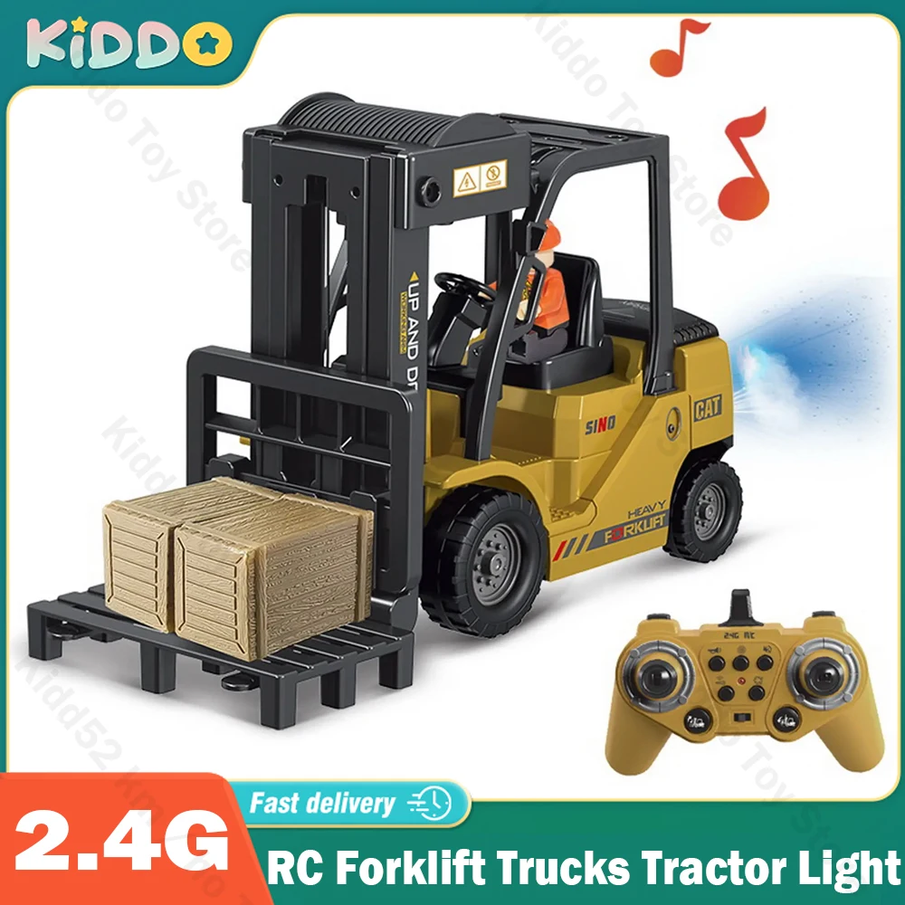 RC Forklift Trucks Remote Control Cars Light Spray Toys for Boys Cranes Liftable Tractor Car Electric Vehicle Christmas Gifts