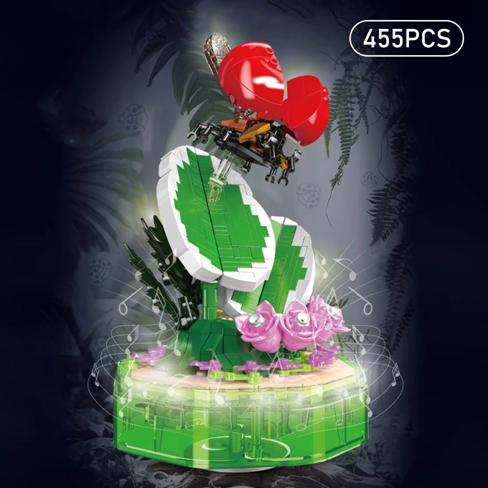 

Подсветка музыкальная божья коровка музыкальная шкатулка строительные блоки сборная модель развивающая игрушка-головоломка для мальчиков и девочек настольный дисплей подарок