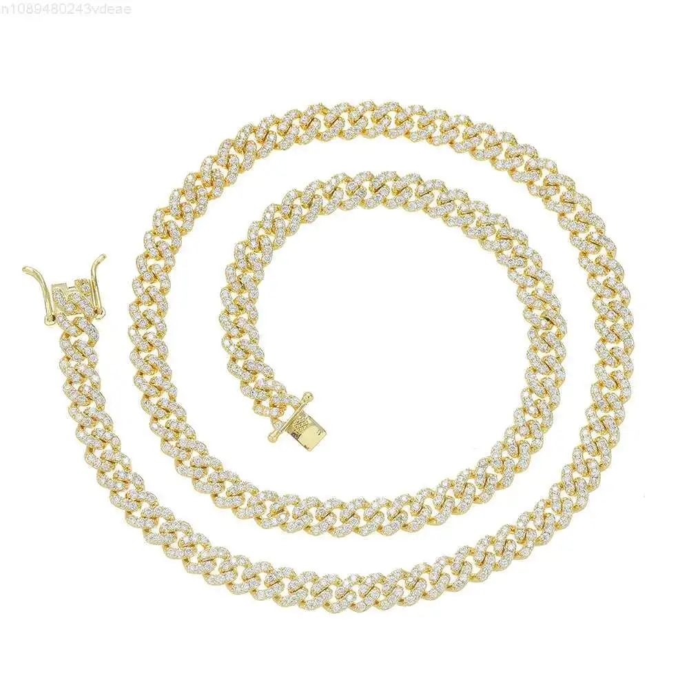 

BC237 6MM Brass CZ Cuban Chain Necklace for Men and Women Fashion Jewelry