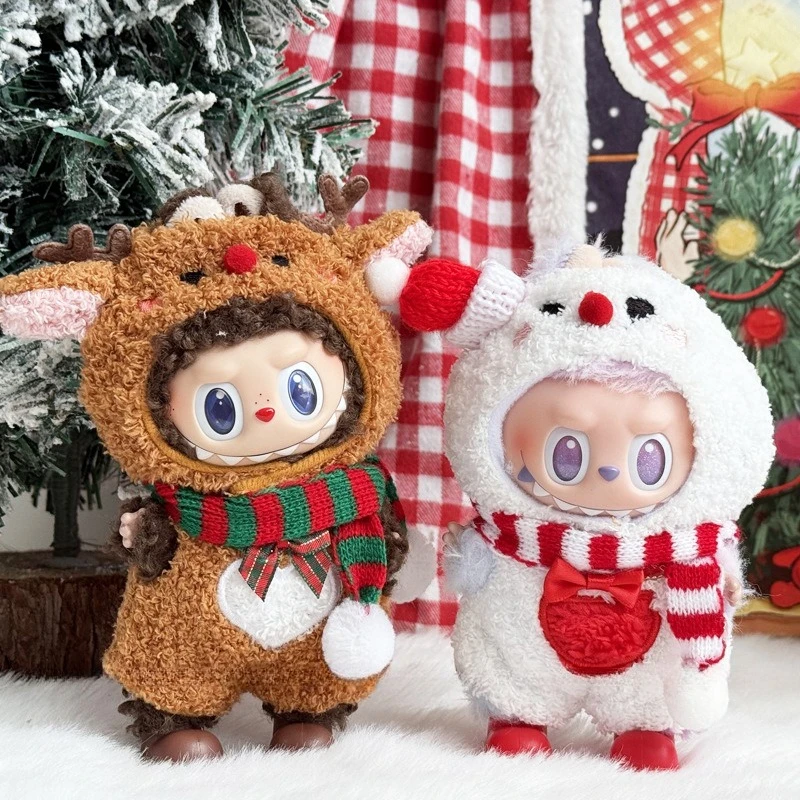 

Cute Colorful Monster Set for 3.0 Labubu Clothes Christmas Animal Plush Jumpsuit Doll Accessories Christmas Kid's Gift