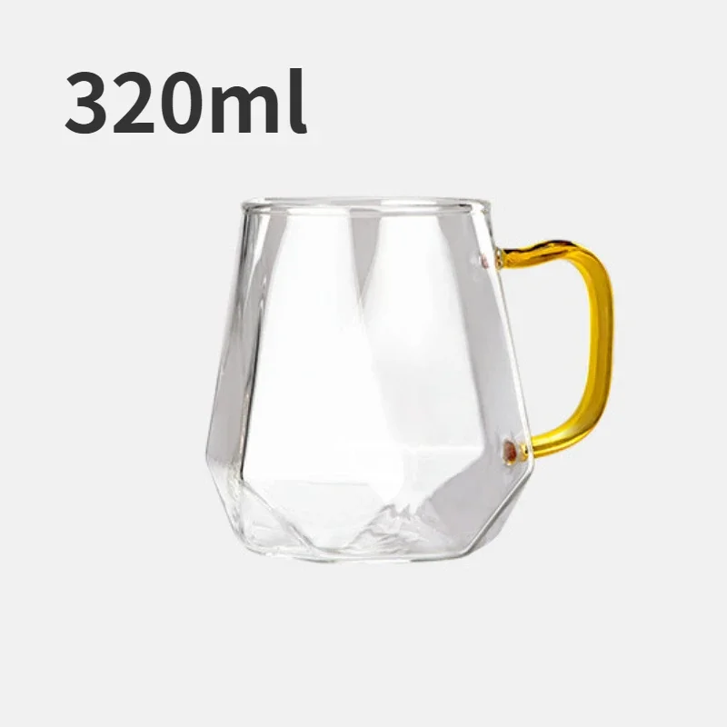 Transparent Glass Cup Drinking Cup Creative Luxurious Diamond Patterned Cold Water Cup Home Made High Borosilicate Thickened