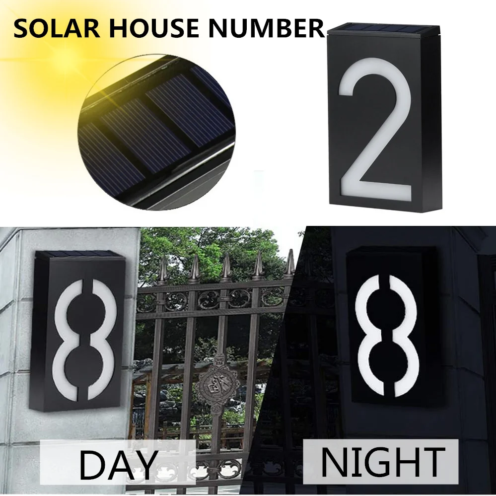 

House Number Solar Led Light Outdoor Doorplate Address Lamp Door Number Outdoor Lighting With Solar Rechargeable Battery