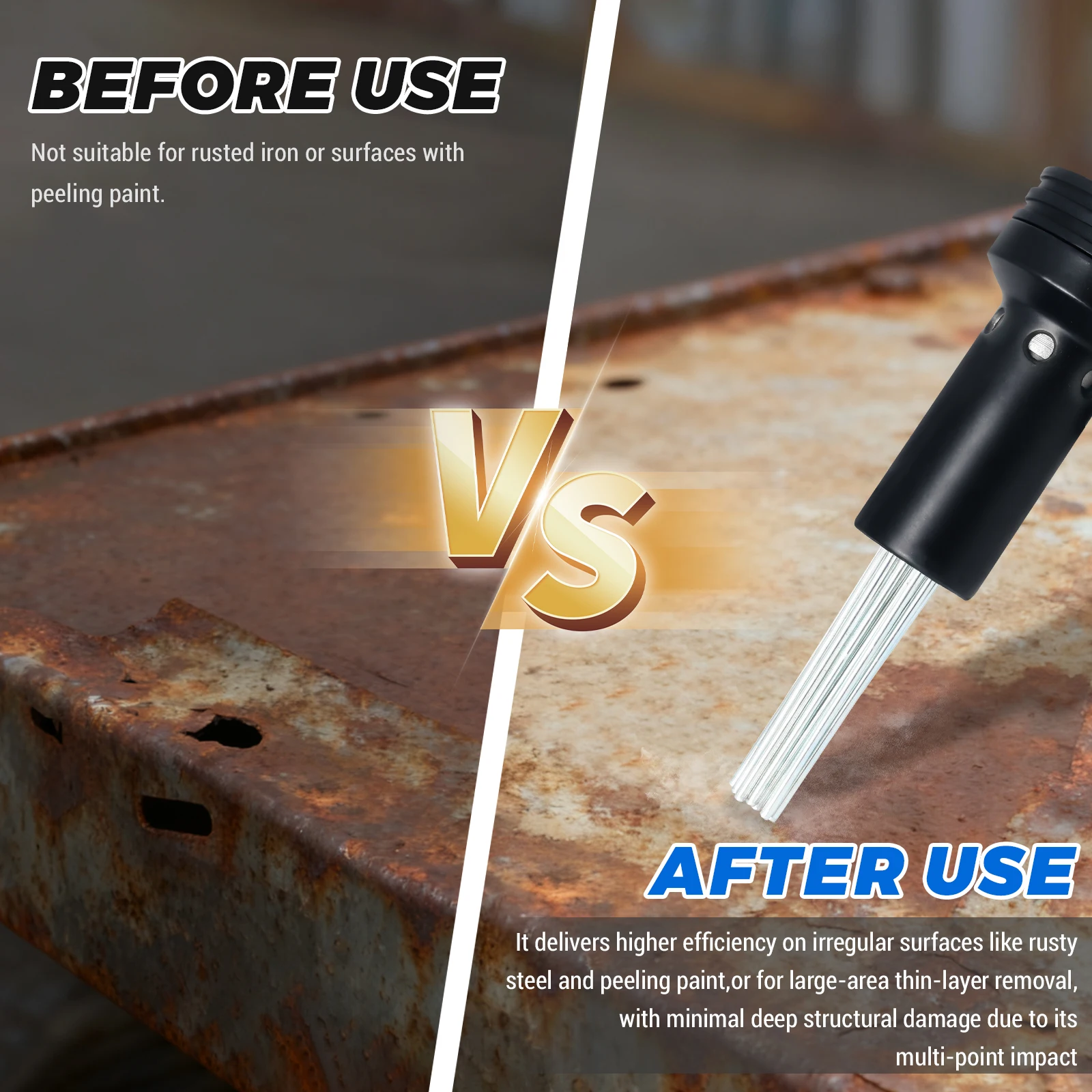 SDS Plus Hammer Drill Adapter 18-Prong Electric Needle Scaler for Paint Stripping Rust Concrete Removal Air Tool Alternative
