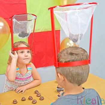 1 セットうんちヘッドフープ子供大人カーニバルゲーム調節可能なバスケットネットヘッドバンドパーティー誕生日家族屋内ゲームクリスマス用