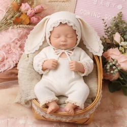 Ylsteed Newborn Easter Photography Outfits Lace Trim Rabbit Ears Hat Baby Boy Girl Photo Shooting Jumpsuit Short Sleeve Romper