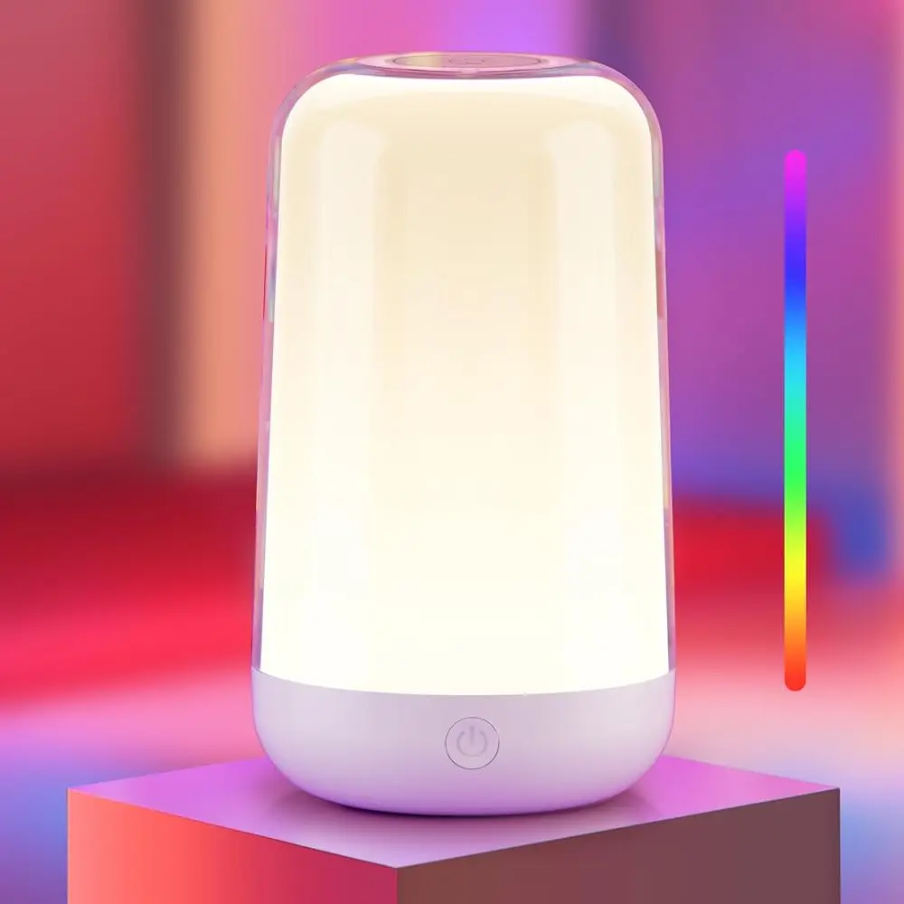 

Frideko Rgb Touch Bedside Lamp For Nightstand, 3 Color Temperatures Portable Rechargeable Cordl Night Light, Dimmable Mood