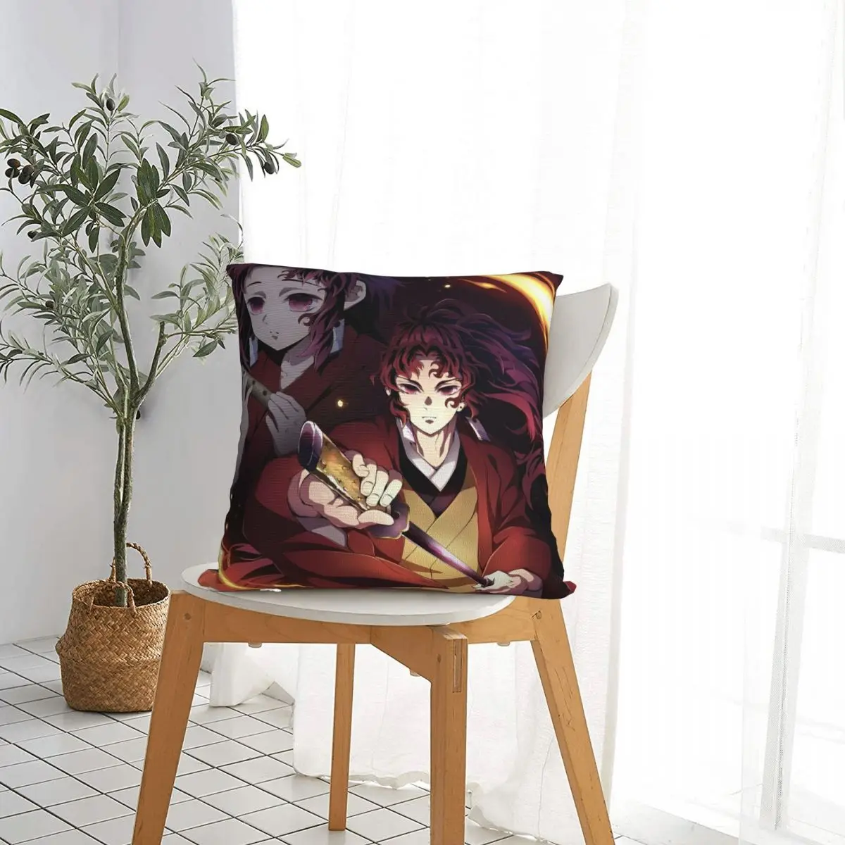 Yoriichi Pillowcase Polyester Cushion Cover Decorations Anime Demon Slayer Throw Pillow Case Cover Home Square 45*45cm