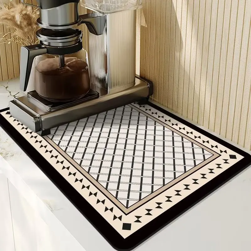 VIKAMA Kitchen Dishware Bar Countertop Drying Trays, Non-Washable Heat Insulation Pads, Coffee Machine Water-Absorbing Pads