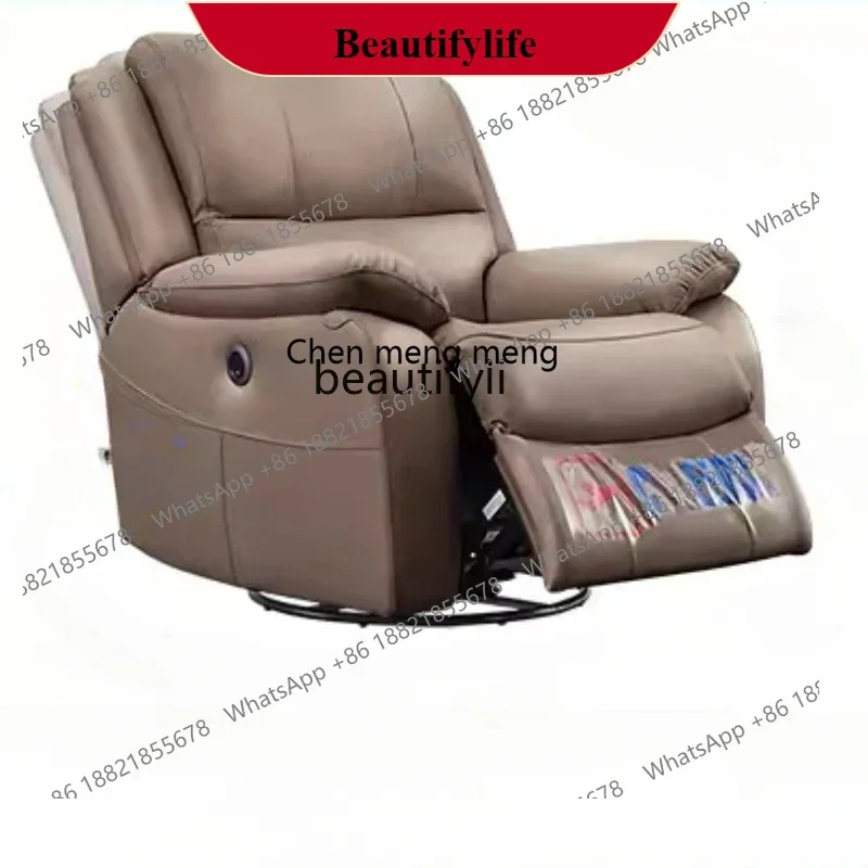 

G153 First Class Single Leather Sofa Living Room First Layer Cowhide Electric Multi-Functional Lazy Leisure Chair Home Balcony