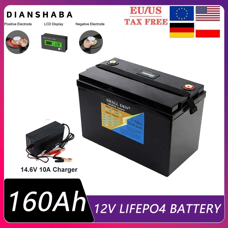 12V 120Ah 160Ah 280Ah LiFePO4 Rechargeable Battery Pack With BMS For High Power Solar E-vehicle boat Forklift Golf cart inverter