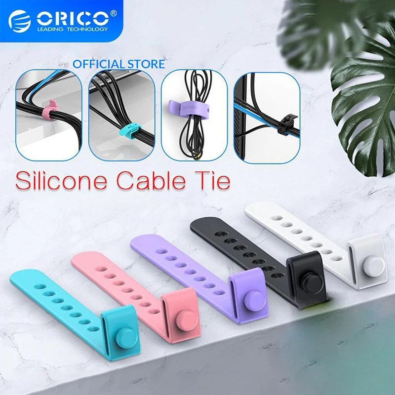 5PCS Cable Organizer Ties Clip Charger Cord Management Silicone Wire Manager Mouse Earphone Holder Data Line Winder Straps