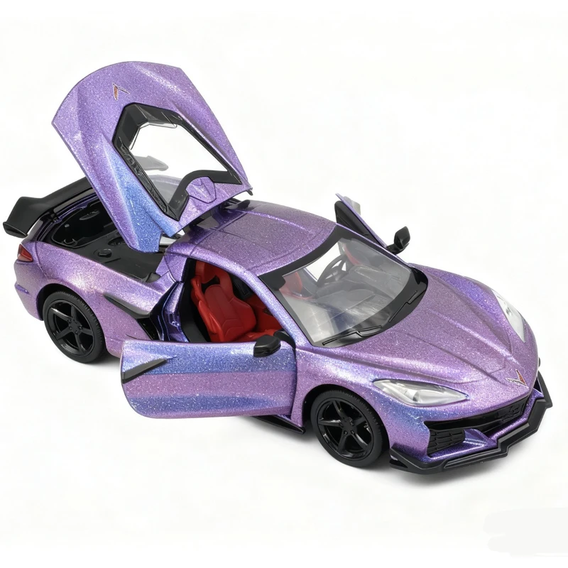 CCA Diecast 1/24 كورفيت Z06 سبيكة سوبر سيارة نموذج مقلد الصوت ضوء لعبة مجموعة السيارات مصغرة Voiture ديكور المنزل #4