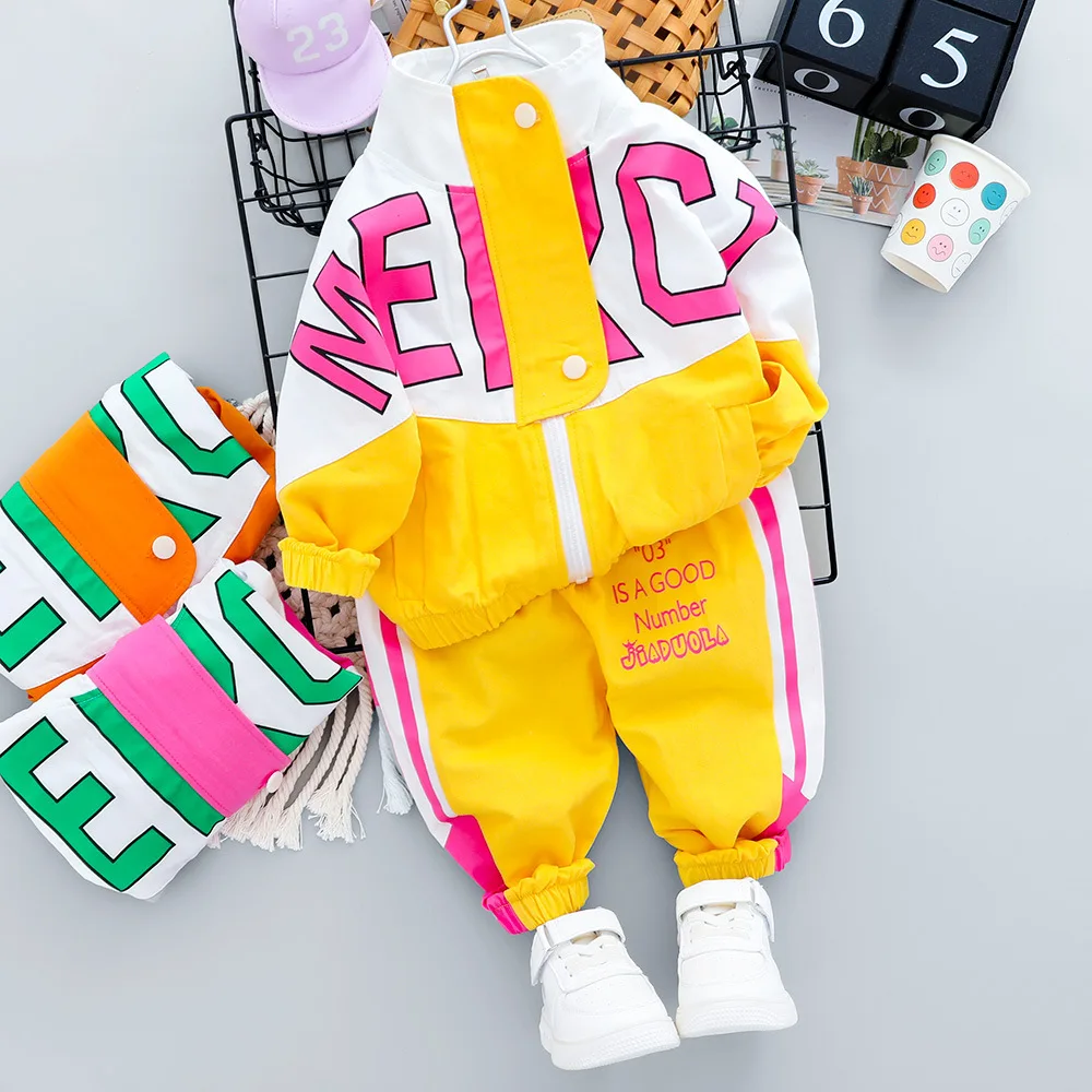 1Spring Autumn Girls Set Clothes 2023 New Fashion High-quality Corduroy Coats+Pant Suits Elephant hooded Children Tracksuit 0-5Y