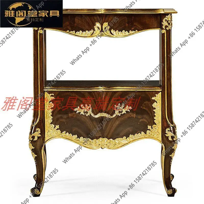 BJ English Bedside Table European French Bedroom Storage Bedside Cabinet Neoclassical Villa Carved Two Chest Cabinet