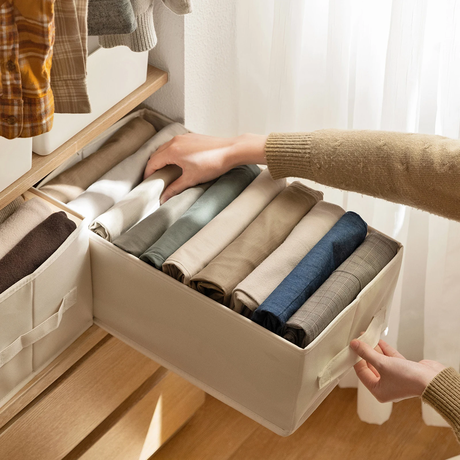 

Clothing Storage Organizer Divider Bag Tshirt Pants Closet Clothes Organizer Box Simple Portable Home Use Gift For