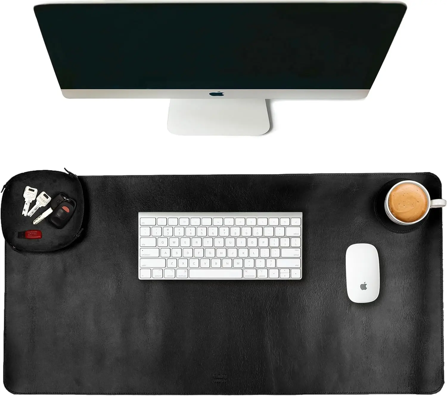 

Толстый двухслойный кожаный коврик для стола, 3 мм, из натуральной кожи, для защиты клавиатуры и ноутбука, черный (32x16 дюймов)