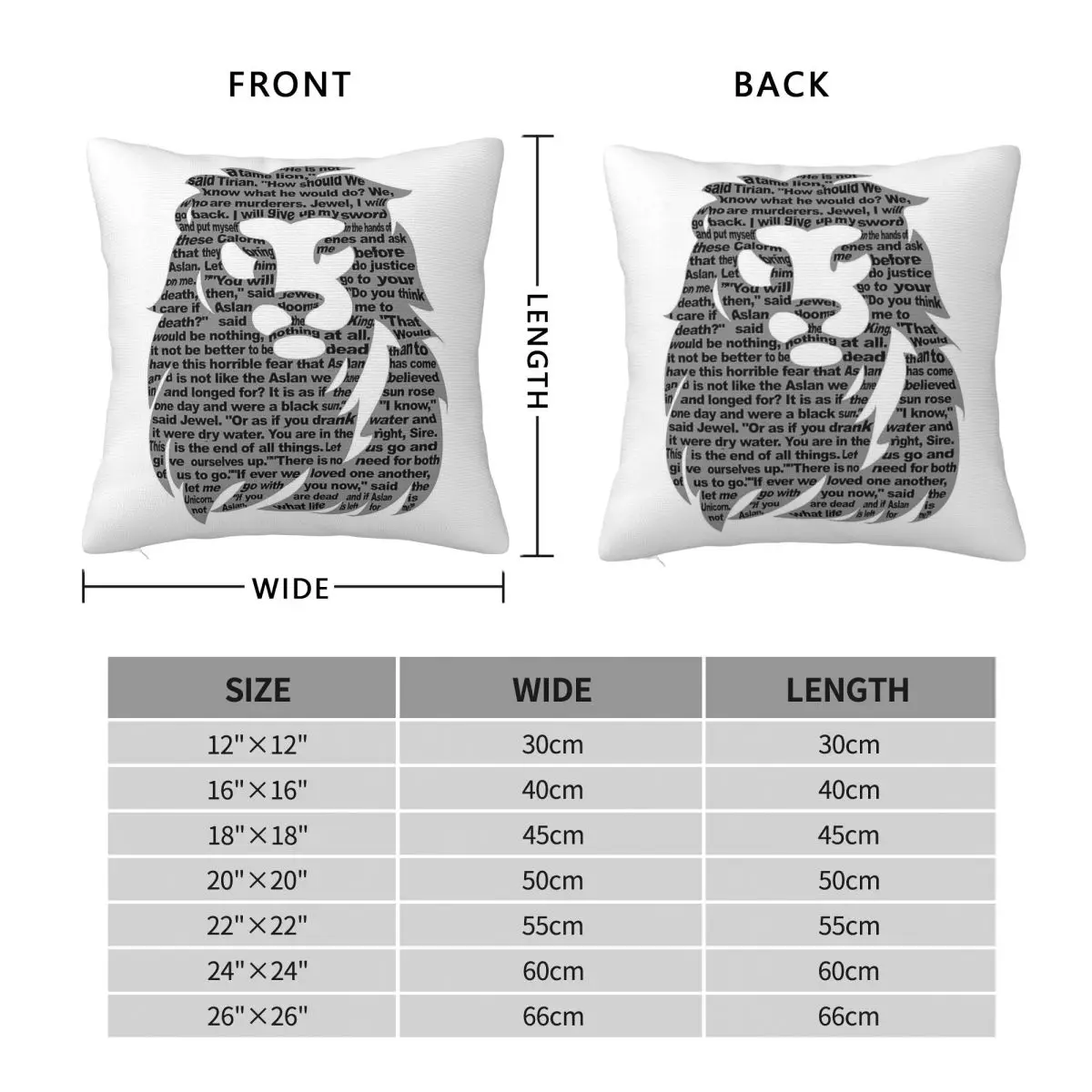 C.S. Lewis Narnia Aslan Square Pillowcase Polyester Linen Velvet Printed Zip Decor Throw Pillow Case Home Cushion Case 18