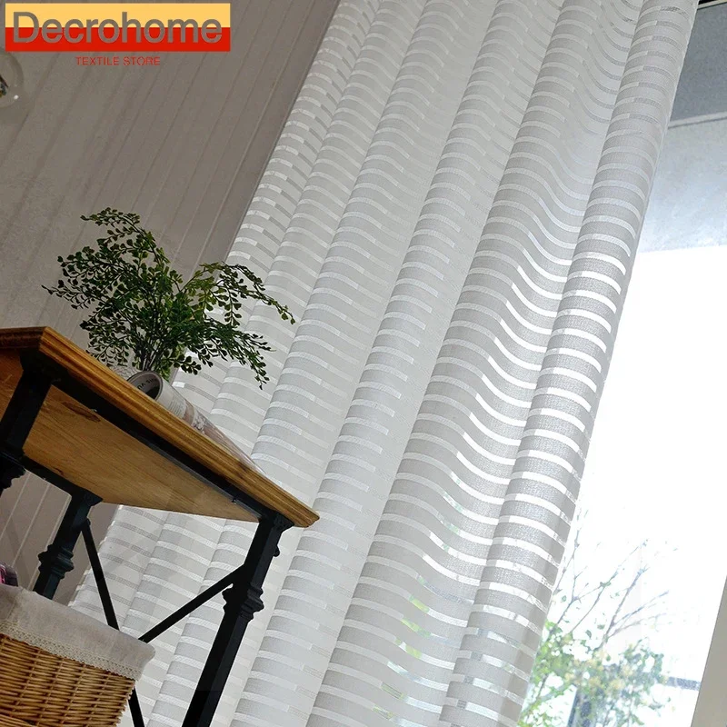 

1PC Elegant White Tulle Sheer Curtains for Living Room Bedroom Dining Window Decor Luxury Blackout Elegant Thicken Jacquard