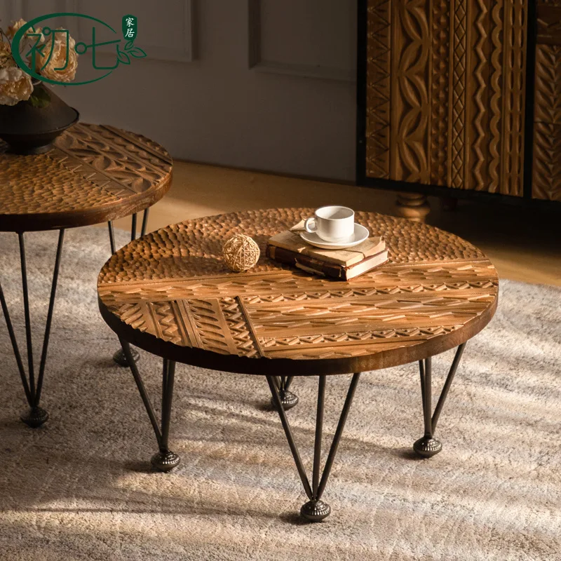 طاولة قهوة كاملة من Wabi Sand Wind Creative Coffee Shop، طاولة شاي خارجية صغيرة للإقامة المنزلية في الشقة، حديد مطاوع للحديقة