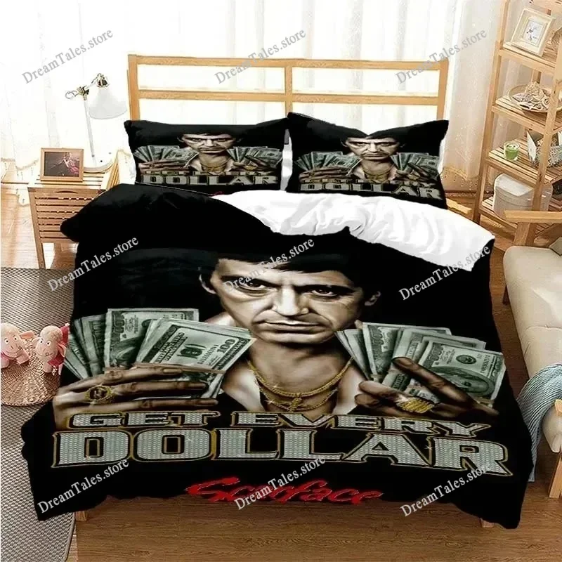 

3D Print Tony Montana Scarfaces Bedding Set Duvet Cover Bed Set Quilt Cover Pillowcase Comforter King Queen Size Boys Adult741