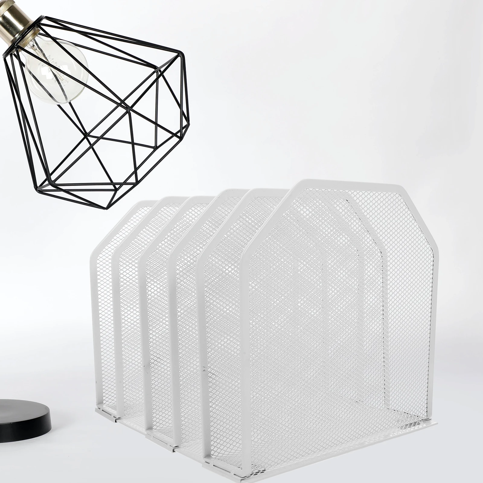 

Metal Desktop Organizer 5-Section Adjustable File Sorter Rack For Office Home Study Desktop File Storage Document