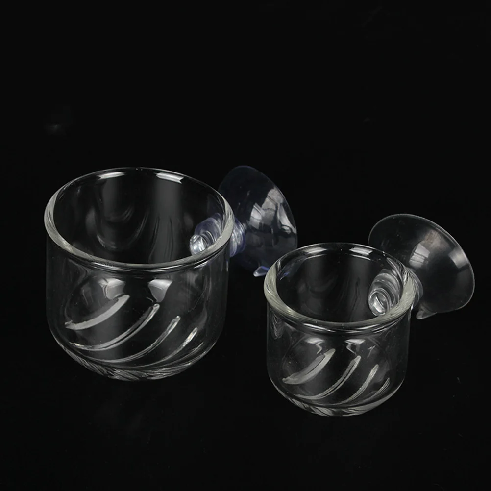 

2Pcs Glass Feeding Cup Fish Feeder Clear Aquarium Equipment Safe for Brine Shrimp Red Worms Glass Feeding Cup