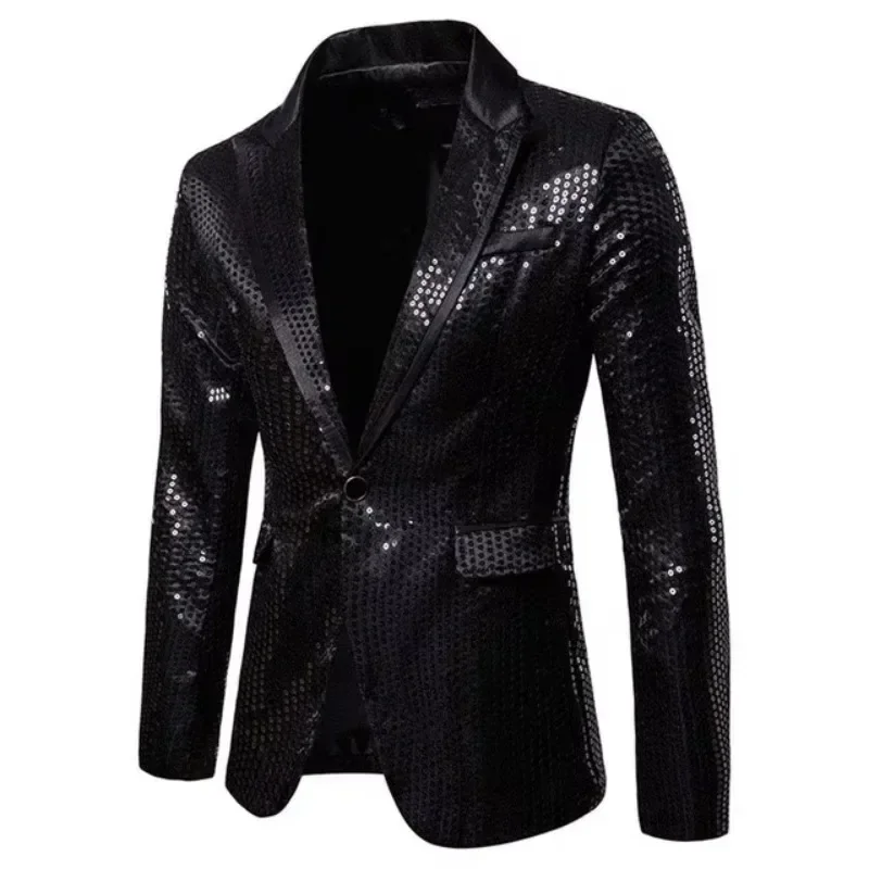 2025 Men Suit Blazer Homme Costume Stage Wear for Singer Shiny Gold Shiny Decorated Blazer Jacket for Men Night Club Graduation