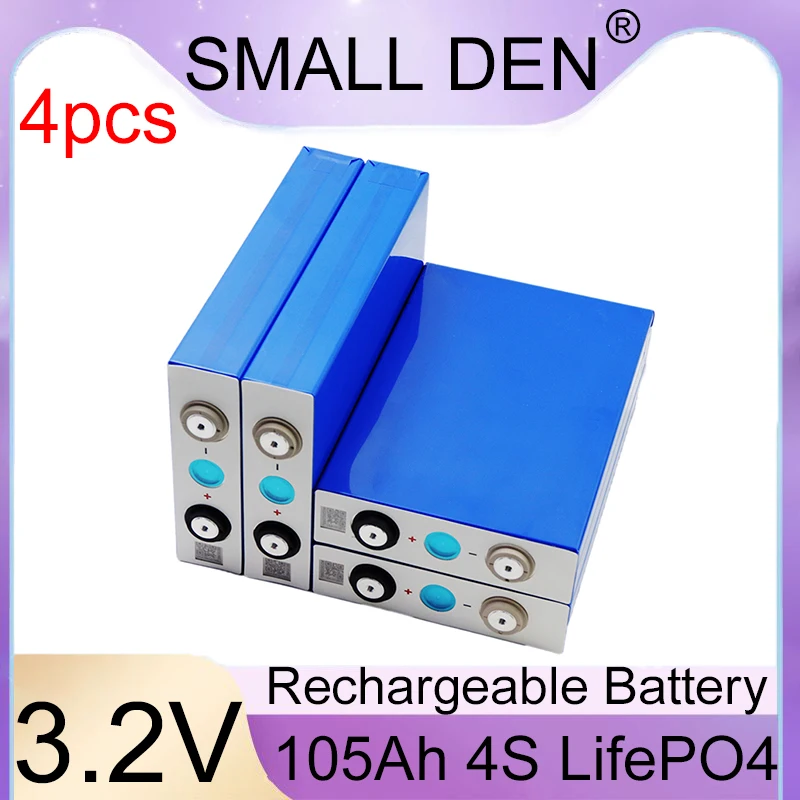 

New 3.2V 105Ah Lifepo4 Rechargeable Battery 3C 300A High Power For 12V 24V E- vehicle EV RV Solar Storage Golf Cart Inverter DIY