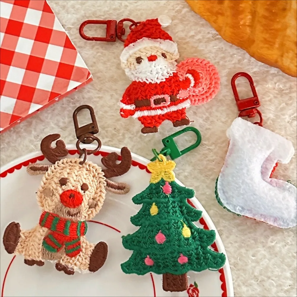 نسج عيد الميلاد المفاتيح قلادة شجرة عيد الميلاد ثلج الكرتون سانتا كلوز سلاسل المفاتيح عيد الميلاد ألعاب من نسيج مخملي معلقة الملحقات #6