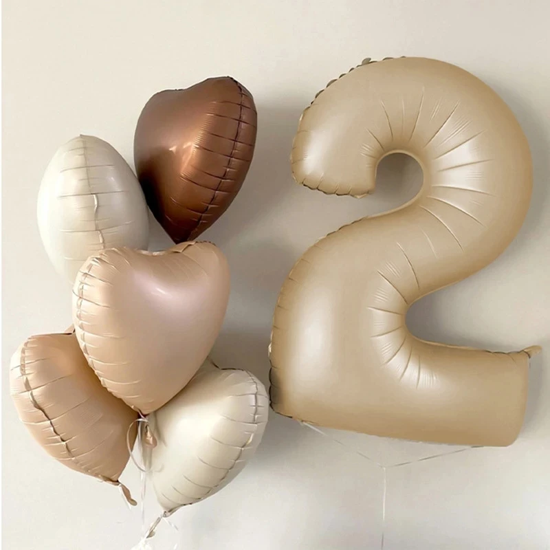 Cream Caramel Heart Aluminum Foil Balloons for Wedding Kids Birthday Party Decoration Baby Shower 18inch Helium Air Globos