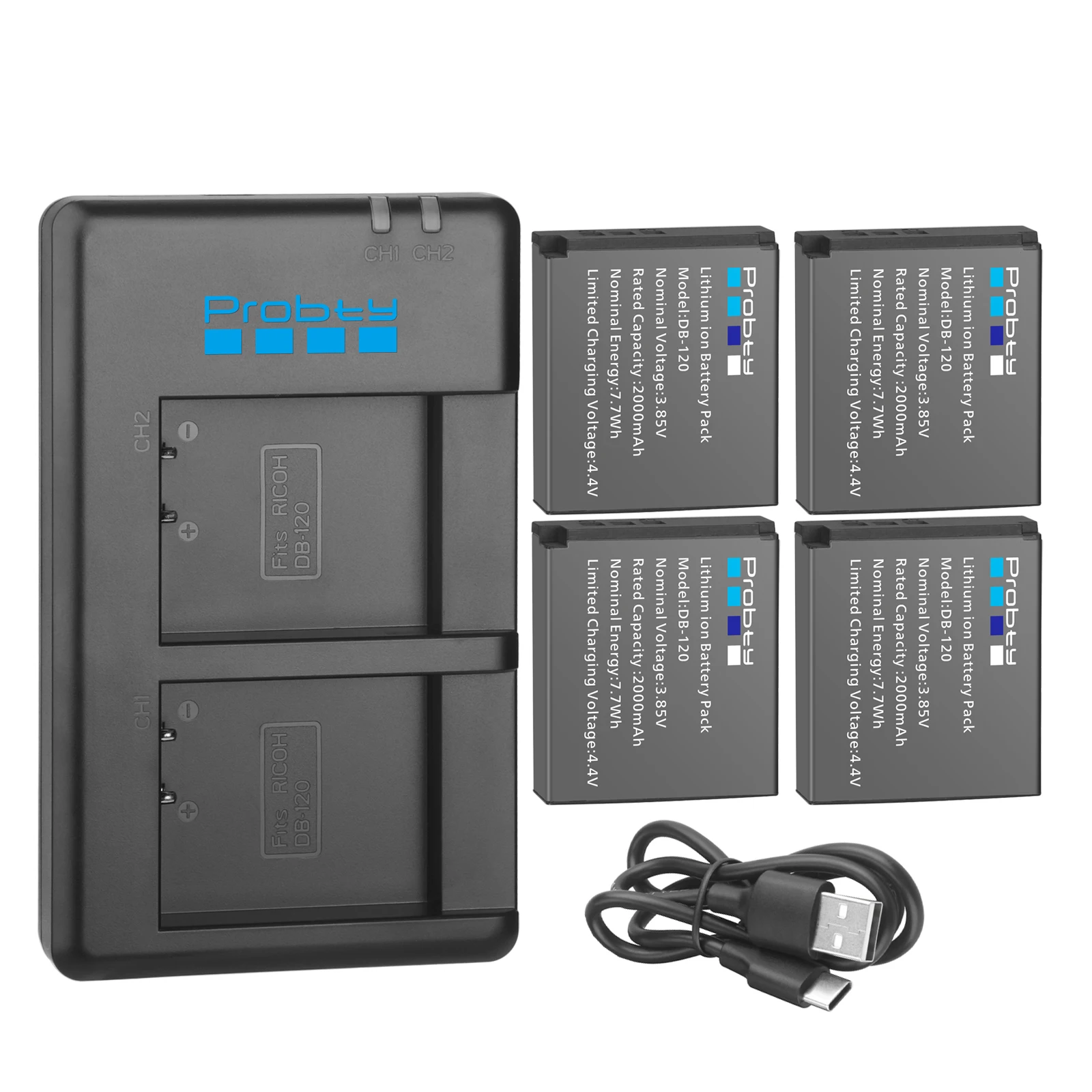 DB-120 Battery 2000mAh for Ricoh GRIV GR IV Ricoh GR4 Battery