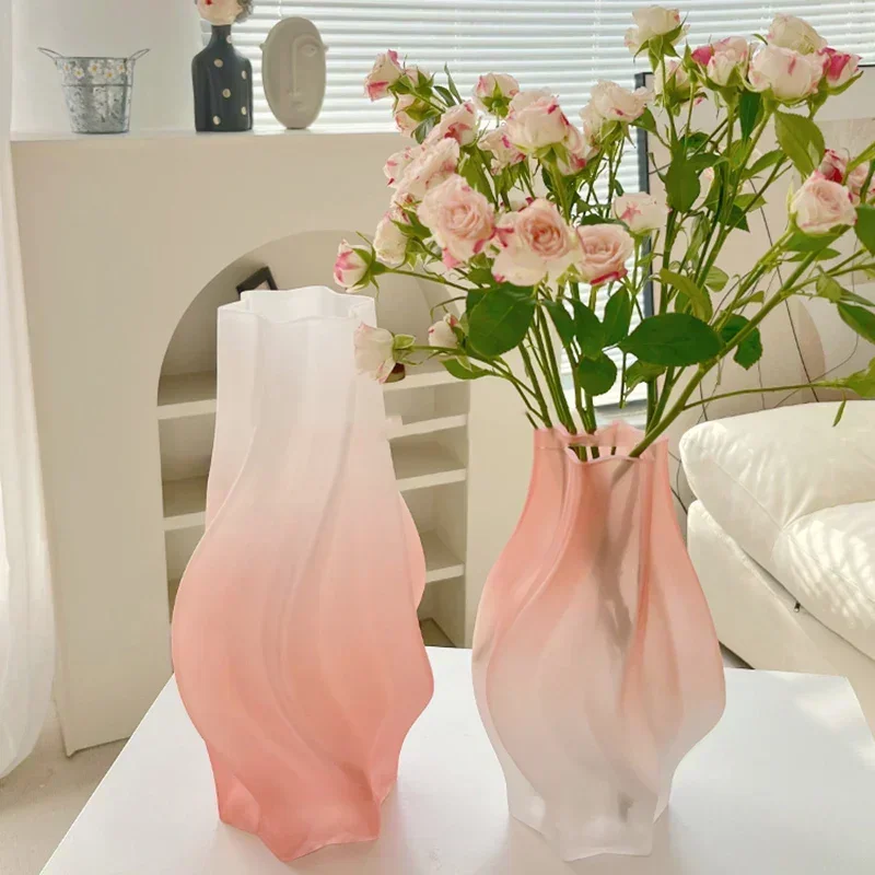 

Light Luxury Creative Colorful Pattern Dry Flower Vase, Polished Glass Flower Pot for Living Room, Kitchen Countertop Decoration