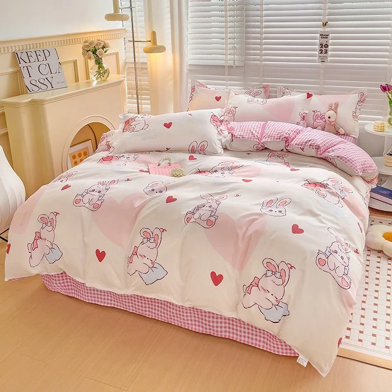 Cartoon Rabbit Pattern Duvet Cover 200x200 With Pillowcase Twin/Queen/King Size Quilt Cover Bedding Set