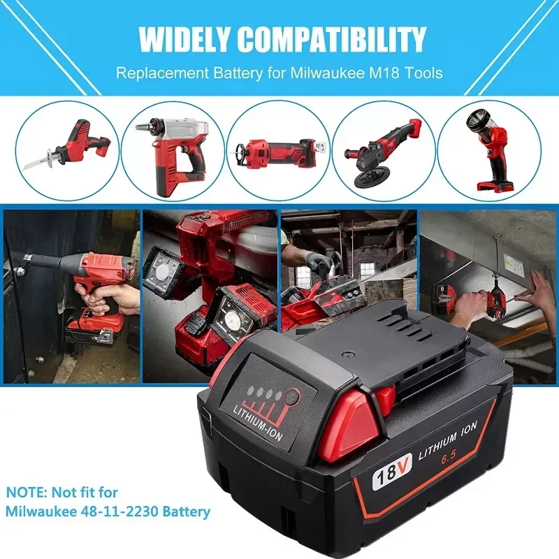 18v 6.0Ah Lithium Ion Batteries for Milwaukee M18 Battery 48-11-1850 48-11-1862 48-11-1840 48-11-1828 48-11-1815 Power Tools