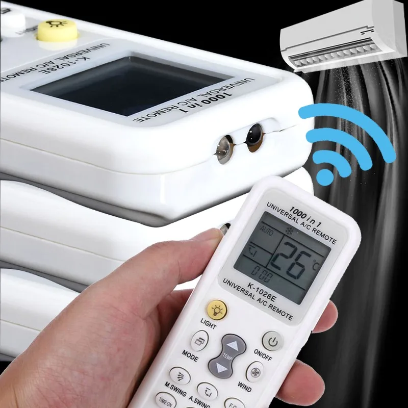 5/1x Control remoto universal de aire acondicionado 1000 en 1 K-1028E Control remoto universal de configuración de un solo botón con manual de usuario